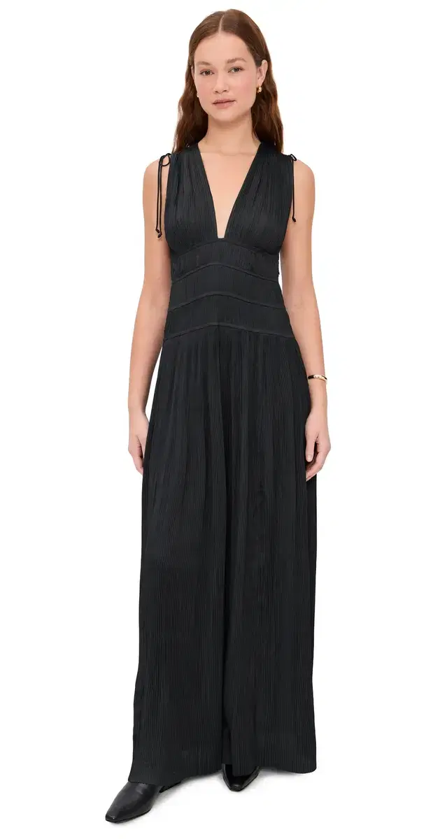 Tasneem Deep V Gown Noir