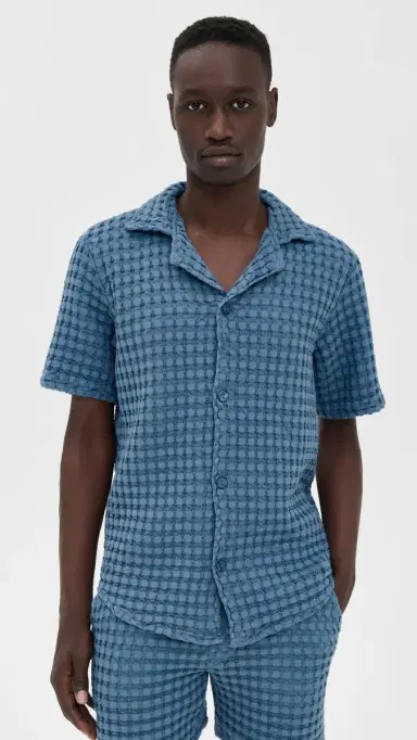 OAS Coronet Cuba Waffle Shirt Blue | Thumbnail 2
