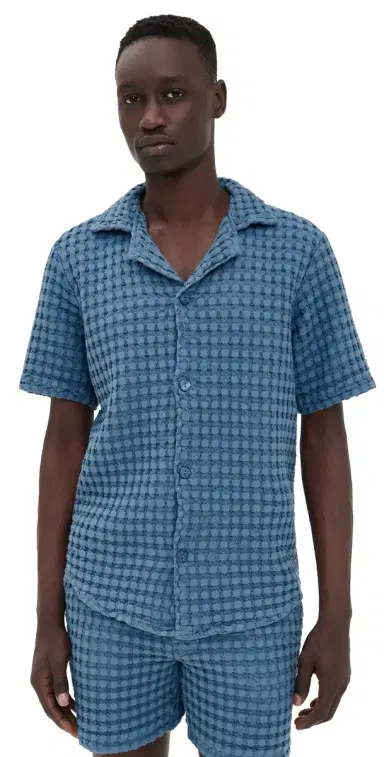 OAS Coronet Cuba Waffle Shirt Blue | Thumbnail 1