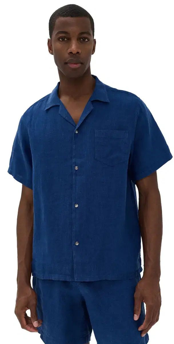 Bather Navy inen Shirt Navy