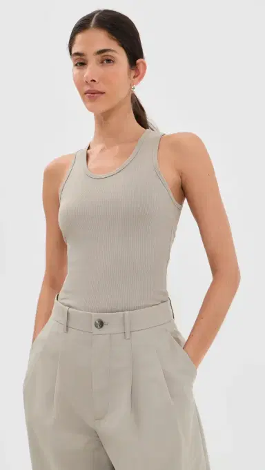 WARDROBE.NYC WARDROBE. NYC Ribbed Tank Taupe | Thumbnail 2 WARDROBE.NYC WARDROBE. NYC Ribbed Tank Taupe | Thumbnail 2