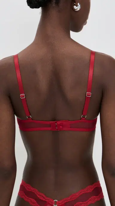 Fleur du Mal Sheer Tulle Demi Bra Rouge | Thumbnail 3