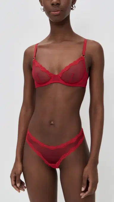 Fleur du Mal Sheer Tulle Demi Bra Rouge | Thumbnail 5