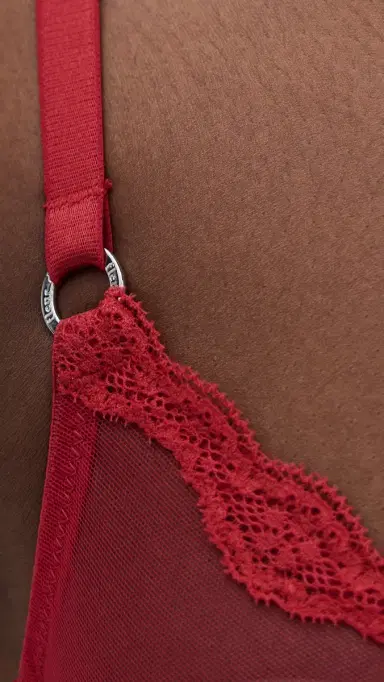 Fleur du Mal Sheer Tulle Demi Bra Rouge | Thumbnail 6