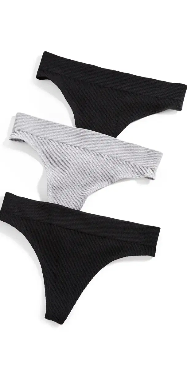 Bailey 3 Pack Thong Black/Heather Grey/Black