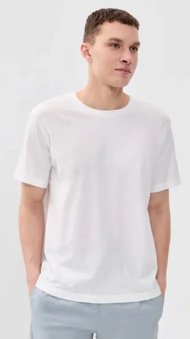 Frescobol Carioca Dinis Linen Blend T-Shirt White | Thumbnail 2