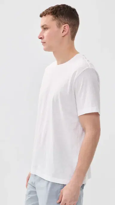Frescobol Carioca Dinis Linen Blend T-Shirt White | Thumbnail 4