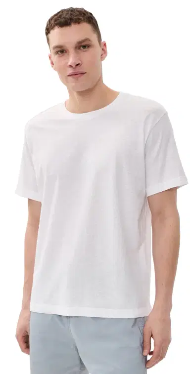 Frescobol Carioca Dinis Linen Blend T-Shirt White | Thumbnail 1