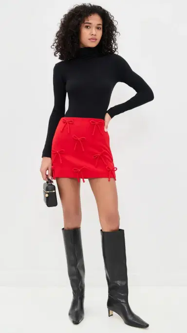 English Factory Bow Detailed Mini Skirt Red | Thumbnail 5
