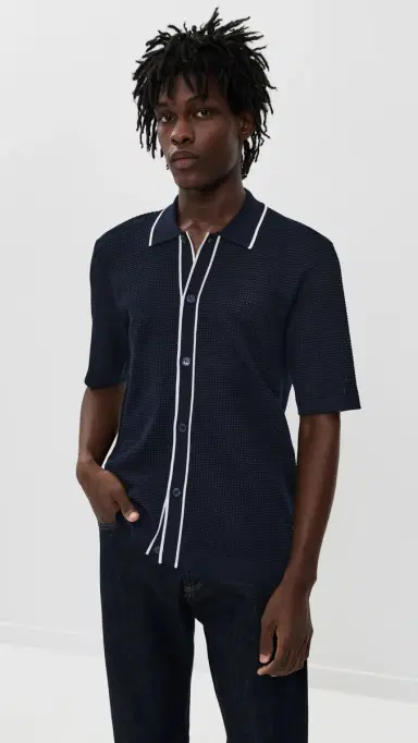 Orlebar Brown Roddy Button-Thru Shirt Night Iris/Cloud S | Thumbnail 2