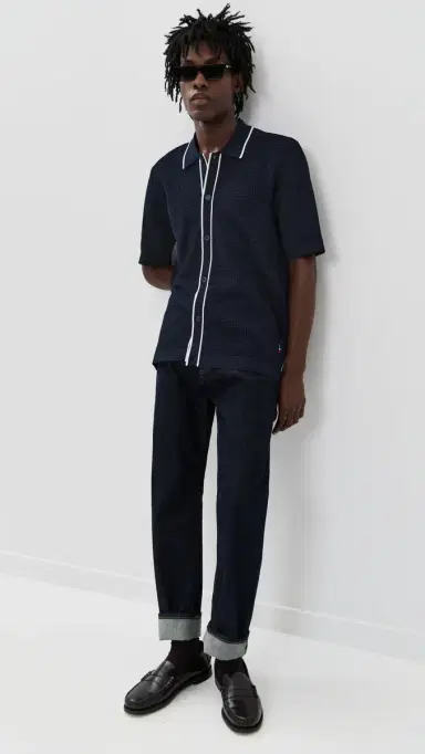 Orlebar Brown Roddy Button-Thru Shirt Night Iris/Cloud S | Thumbnail 5