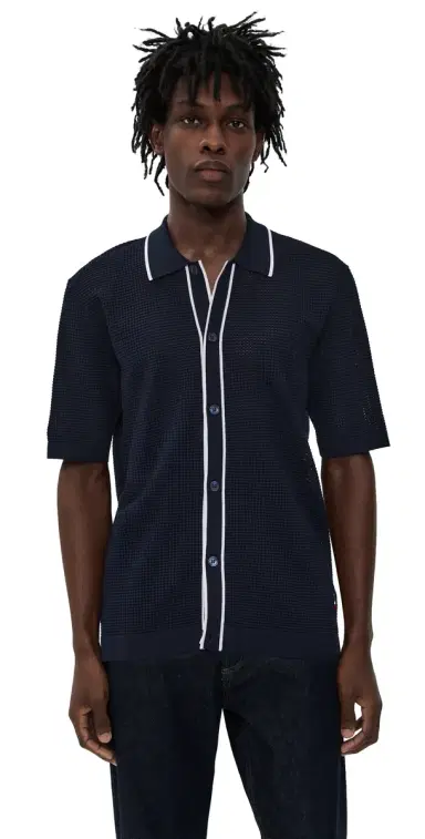 Orlebar Brown Roddy Button-Thru Shirt Night Iris/Cloud S | Thumbnail 1