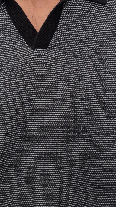 Onia Cotton Textured Johnny Collar Polo Midnight/White | Thumbnail 6 Onia Cotton Textured Johnny Collar Polo Midnight/White | Thumbnail 6