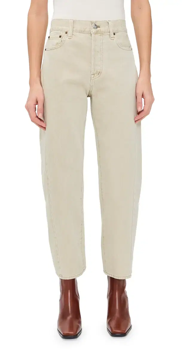 Pieced Barrel-Leg Jeans In Faded Khaki Faded Khaki