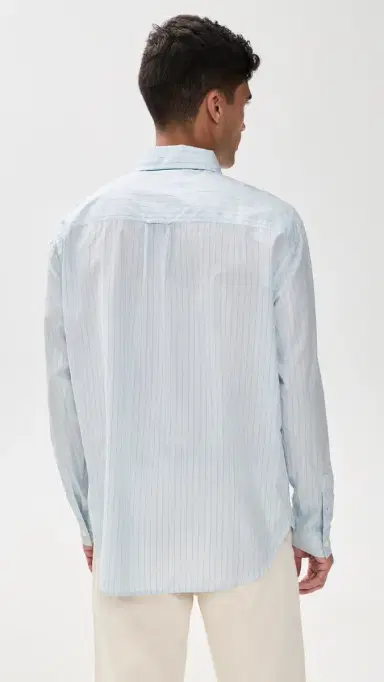 Knickerbocker Jones Cotton & ilk hirt Light Blue tripe | Thumbnail 3
