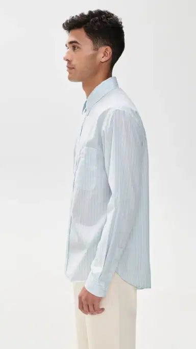 Knickerbocker Jones Cotton & ilk hirt Light Blue tripe | Thumbnail 4