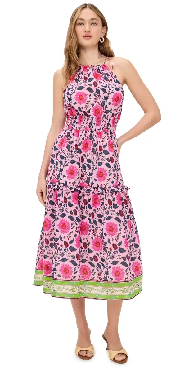 Bell Kelly Midi Dress Fuchsia/Teal Floral