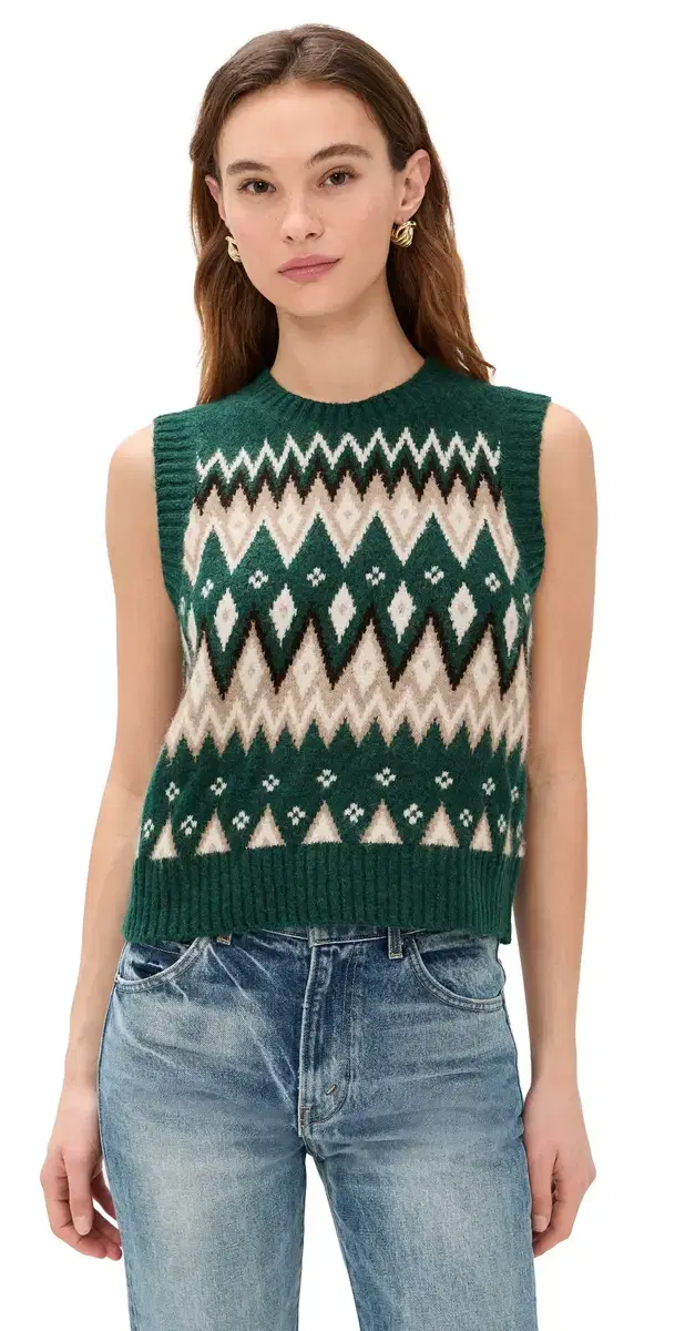 LE BOP Fair Isle Vest Everglade ulti