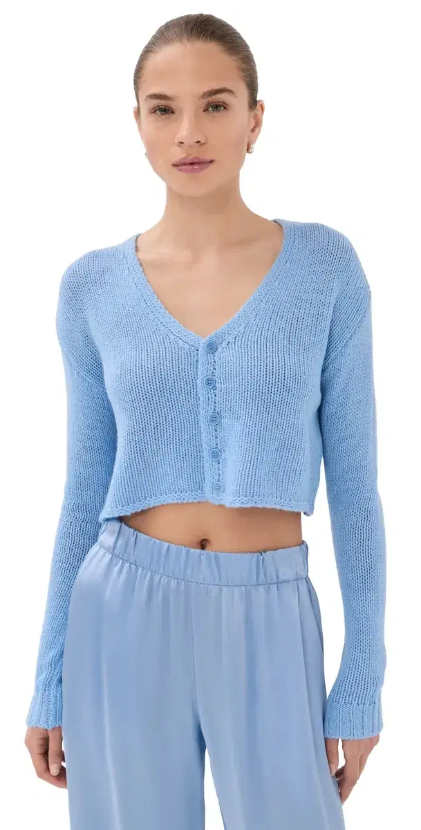 Bianco Cashmere Cropped V Neck Cardigan Azureous