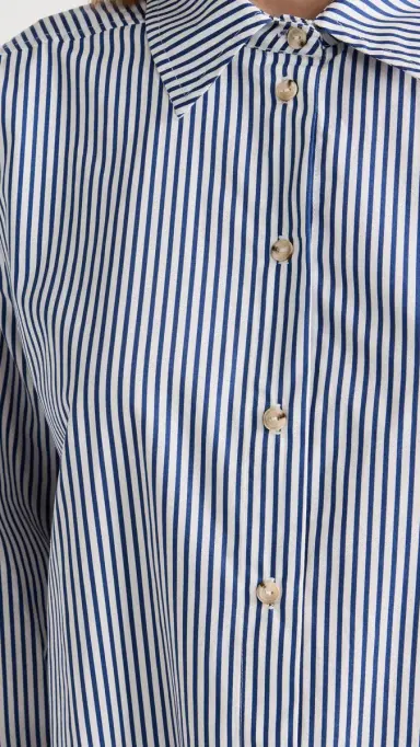 DONNI. Pop Button Down Navy Stripe | Thumbnail 6 DONNI. Pop Button Down Navy Stripe | Thumbnail 6