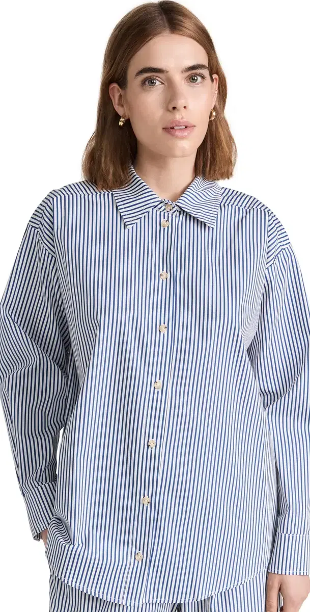 Pop Button Down Navy tripe