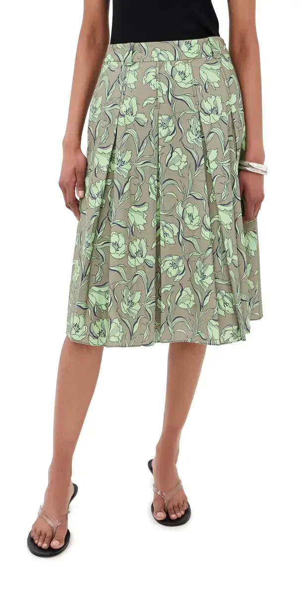 3.1 Phillip Lim Pleated Knee Length Skirt with Combo Sage Multi