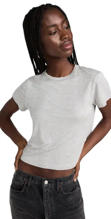 AGOLDE Adine Shrunken Tee Grey Heather L | Thumbnail 1 AGOLDE Adine Shrunken Tee Grey Heather L | Thumbnail 1
