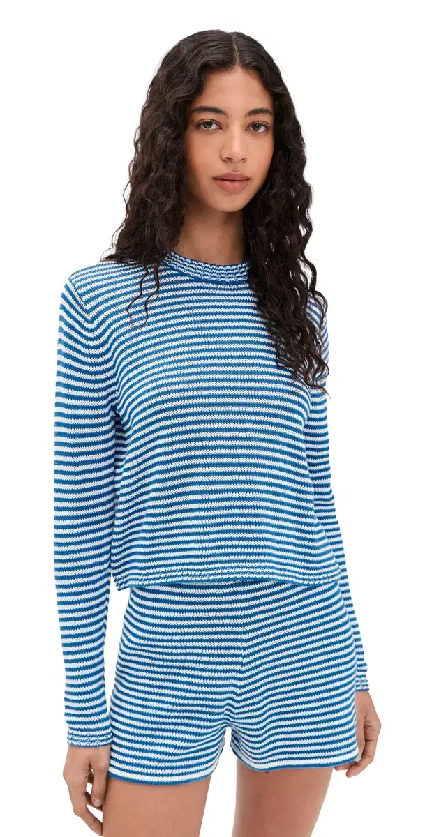 The Peyton Sweater Royal/White