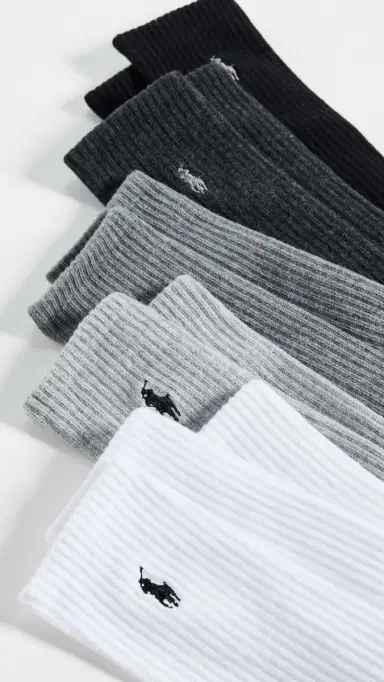 Polo Ralph Lauren Performance Crew Socks 6 Pack Multi Whast 10-13 | Thumbnail 3