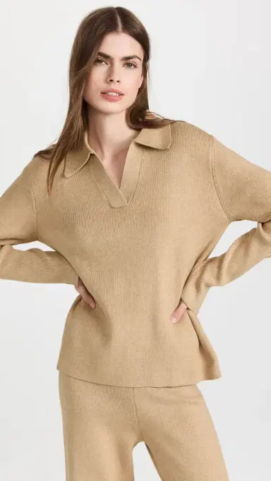 English Factory Polo Collar Knit Sweater Camel | Thumbnail 2 English Factory Polo Collar Knit Sweater Camel | Thumbnail 2
