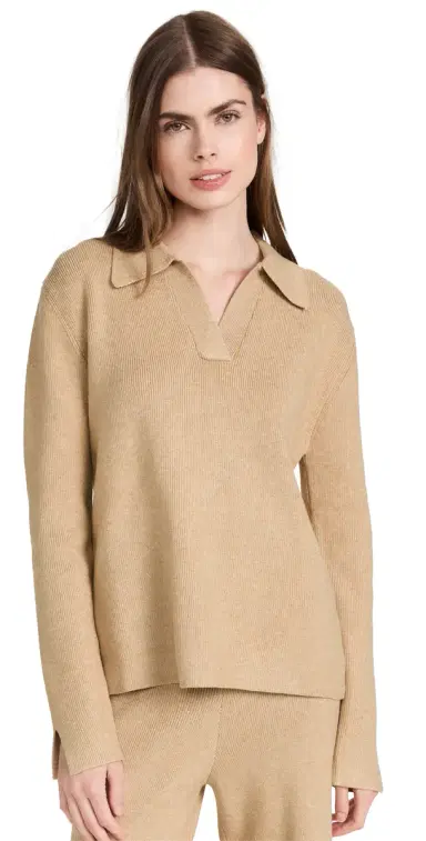 English Factory Polo Collar Knit Sweater Camel | Thumbnail 1 English Factory Polo Collar Knit Sweater Camel | Thumbnail 1