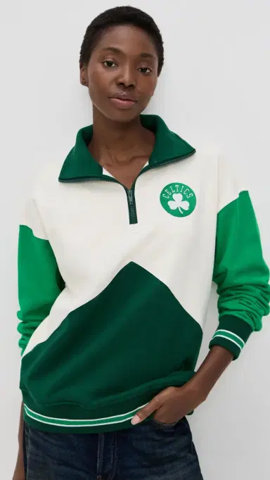 Terez Colorblock Quarter Zip Celtics Team Colors S | Thumbnail 2