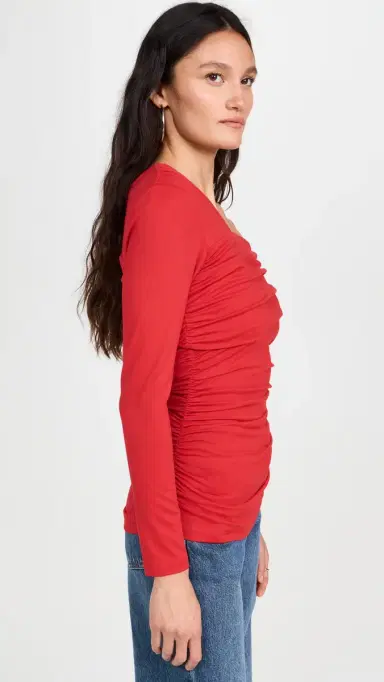 susana monaco Carryover One Shoulder Off Shoulder Top 8 Perfect Red | Thumbnail 4