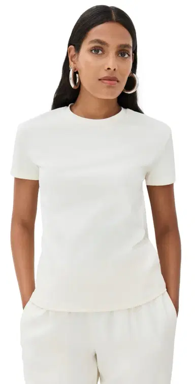LIONESS Essential Crew Neck oose Tee Porcelain | Thumbnail 1