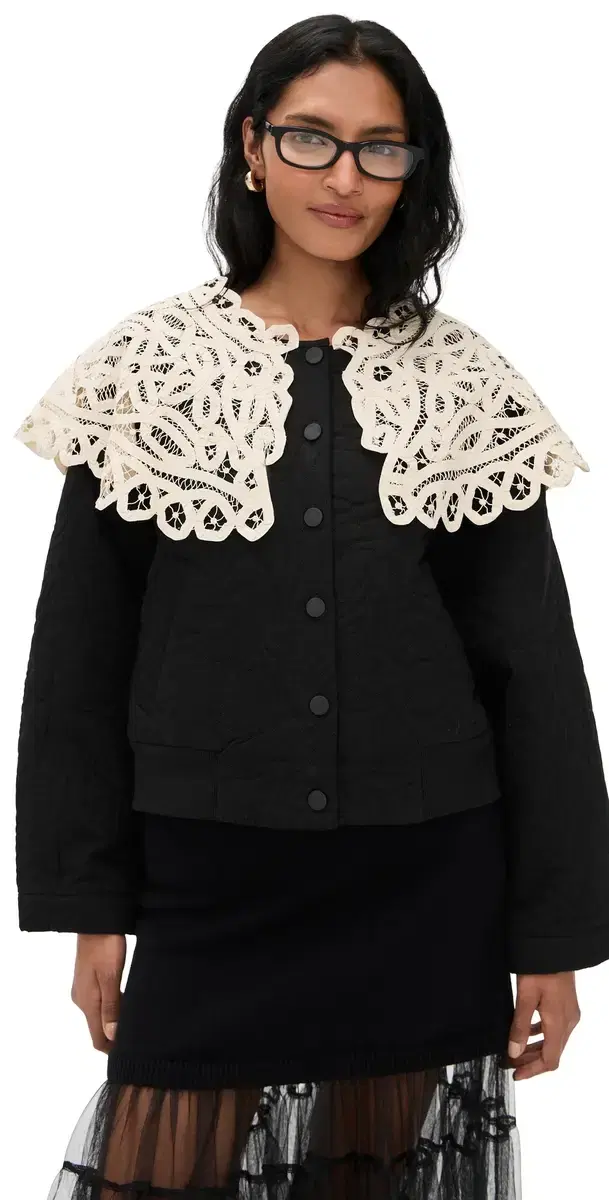 Adelina Battenberg ace Quilted Puffer Jacket Black