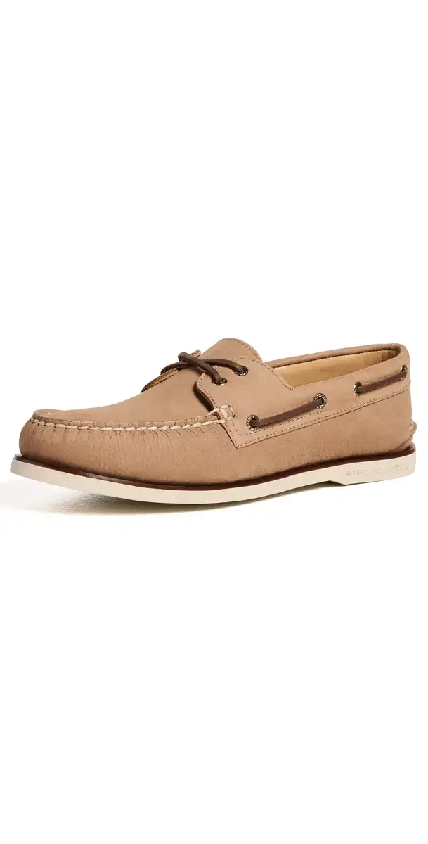 Sperry Gold Cup Authentic Original 2 Eye Nubuck Boat Shoes Beige