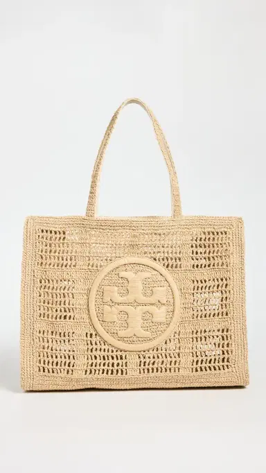 Tory Burch Ella Hand Crocheted Large Tote Natural One Size | Thumbnail 2 Tory Burch Ella Hand Crocheted Large Tote Natural One Size | Thumbnail 2