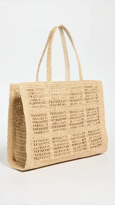 Tory Burch Ella Hand Crocheted Large Tote Natural One Size | Thumbnail 4 Tory Burch Ella Hand Crocheted Large Tote Natural One Size | Thumbnail 4