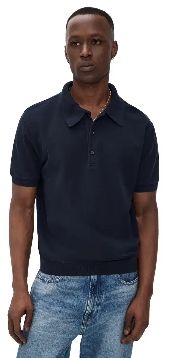 Banded Polo In Pique Navy