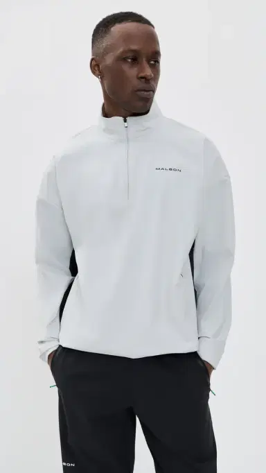 Malbon Performance Quarter Zip Shell Pullover ilver/Black | Thumbnail 2 Malbon Performance Quarter Zip Shell Pullover ilver/Black | Thumbnail 2