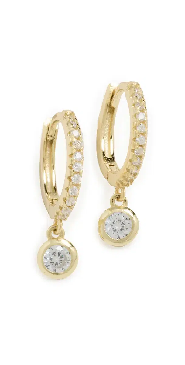 Bezel Pave Huggies Gold One Size