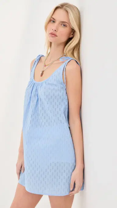 LE BOP Skylar Eyelet Mini Dress Blue L | Thumbnail 2