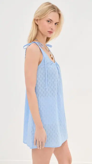 LE BOP Skylar Eyelet Mini Dress Blue L | Thumbnail 4