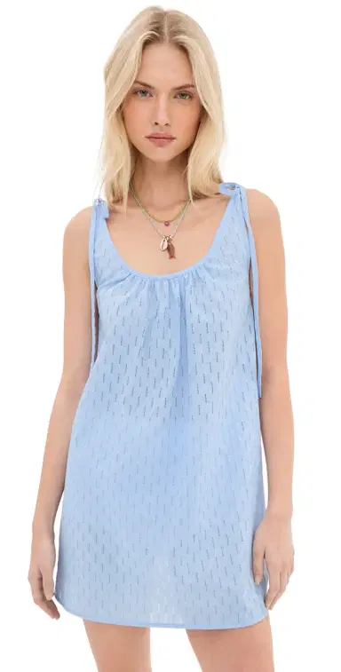 LE BOP Skylar Eyelet Mini Dress Blue L | Thumbnail 1
