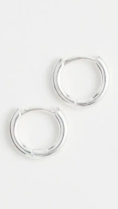 Madewell Demi Skinny Huggie Hoops Silver One Size | Thumbnail 2