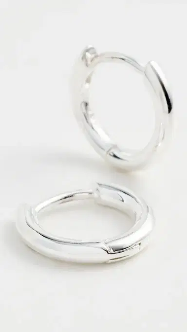 Madewell Demi Skinny Huggie Hoops Silver One Size | Thumbnail 4