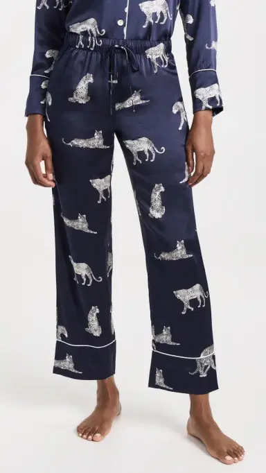 Petite Plume Silk Panther de Nuit Pajama et Navy | Thumbnail 5