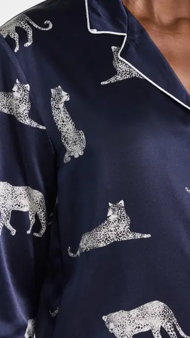 Petite Plume Silk Panther de Nuit Pajama et Navy | Thumbnail 6