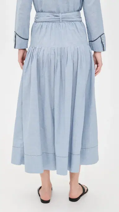 The Great. THE GREAT. THE GREAT x Stetson The Chambray Embroidered Highland Skirt Chambray 1 | Thumbnail 3