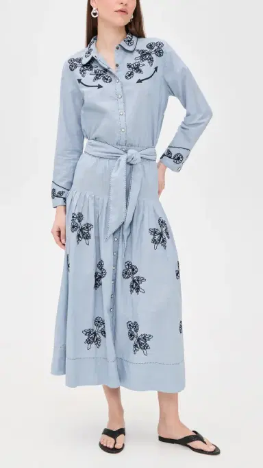 The Great. THE GREAT. THE GREAT x Stetson The Chambray Embroidered Highland Skirt Chambray 1 | Thumbnail 5
